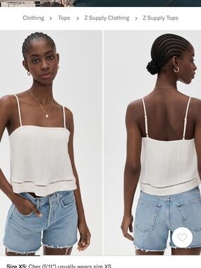 Z Supply Cream Eyelet Hem Spaghetti Strap Cami